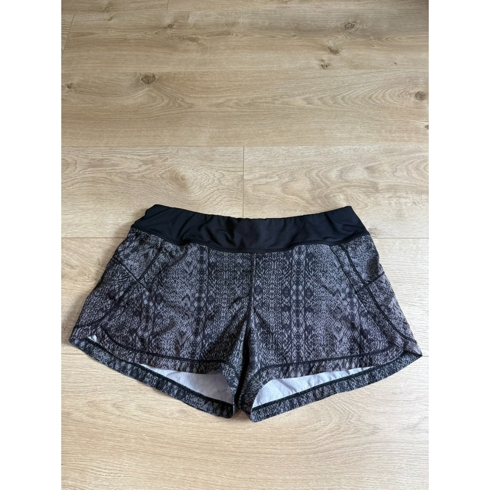 Athleta Womens patterned black gray Active Running Lined Stability Shorts Size S